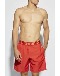 Versace Poly Golfo Fabric Swim Boxer With New Logo in Purple