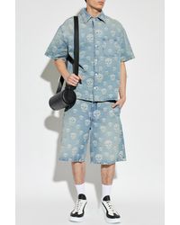 McQueen - Denim Shirt With A Distinctive Skull Motif - Lyst
