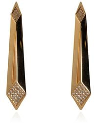 Versace - Brass Earrings With Shimmering Crystals - Lyst