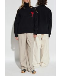 Ami Paris - Wool Turtleneck With Logo - Lyst