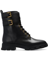 bryce leather and logo platform combat boot