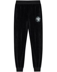 Versace - Velvet Trousers With A Shimmering Appliqué - Lyst