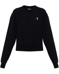 Ami Paris - Cotton Sweatshirt With Embroidered Logo - Lyst