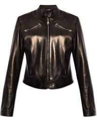 Dolce & Gabbana - Leather Biker Jacket - Lyst