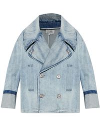 MM6 by Maison Margiela - Double-Breasted Denim Jacket - Lyst
