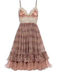 Dolce & Gabbana - Silk Dress With Floral Motif - Lyst