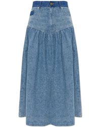 Ganni - Denim Skirt With A Vintage Effect - Lyst