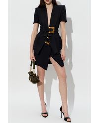 Balmain - Wool Blazer With Decorative Belt - Lyst