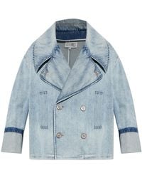 MM6 by Maison Margiela - Double-Breasted Denim Jacket - Lyst