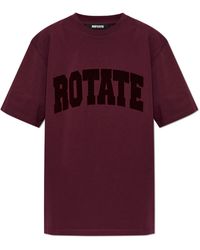 ROTATE BIRGER CHRISTENSEN - T-Shirt With A Velvet-Finish Logo - Lyst