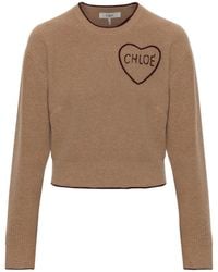 Chloé - Wool Sweater With Embroidered Logo - Lyst