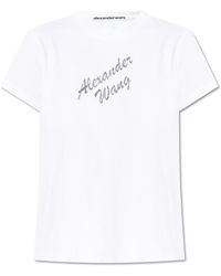Alexander Wang - T-Shirt With A Logo Finished With Shiny Appliqués - Lyst