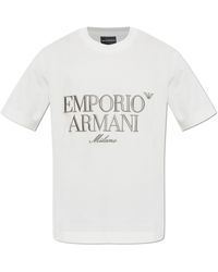 Emporio Armani - T-Shirt With Embroidered Logo - Lyst