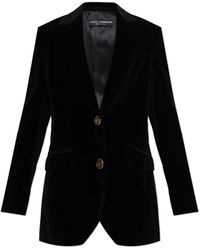 Dolce & Gabbana - Velvet Blazer With A Single Vent - Lyst