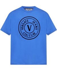 Versace Jeans Couture - T-Shirt With A Velvet Finish Print - Lyst
