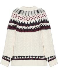 Akep - Wool Sweater With Decorative Knit - Lyst