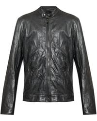 Dolce & Gabbana - Leather Jacket With Stand-Up Collar - Lyst