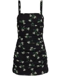 Dolce & Gabbana - Silk Dress With Floral Motif - Lyst