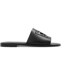 Dolce & Gabbana - Leather Slides With Logo - Lyst