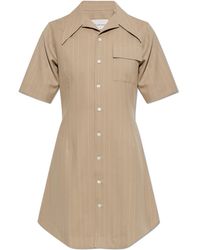 Ami Paris - Wool Dress With A Striped Pattern - Lyst