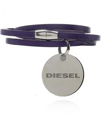 DIESEL 'a-biround' Leather Bracelet - Purple