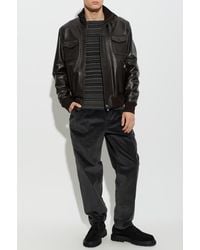 Dolce & Gabbana - Leather Jacket With Stand-Up Collar - Lyst