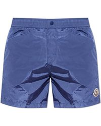 Moncler - Swim Shorts With A Logo Patch - Lyst