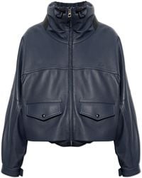 Loewe - Leather Jacket With Stand-Up Collar - Lyst