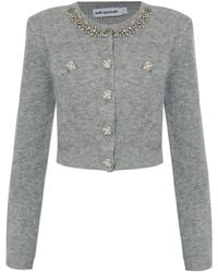 Self-Portrait - Cardigan With Shimmering Crystals - Lyst
