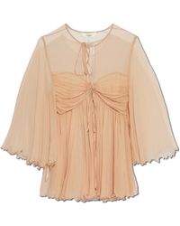 Chloé - Silk Top With Draping - Lyst