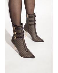 Balmain - Monogrammed Heeled Ankle Boots - Lyst