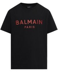 Balmain - T-Shirt With Printed Logo - Lyst