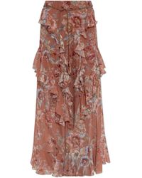 Zimmermann - Skirt With Slits And Ruffles - Lyst