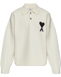 Ami Paris - Wool Long-Sleeve Polo - Lyst