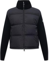 Moncler - Down Jacket With Wool Sleeves - Lyst