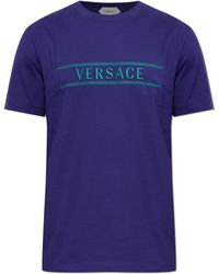 Versace - Cotton T-Shirt With Embroidered Logo - Lyst