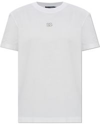 Dolce & Gabbana - T-Shirt With A Shimmering Logo - Lyst
