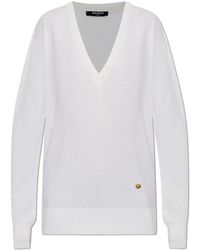 Balmain - Wool Sweater With V-Neck - Lyst
