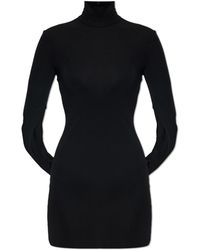 Alexander Wang Asymmetric Long-Sleeve Bodycon Midi Dress in Black | Lyst