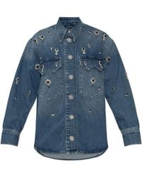 AllSaints - Denim Shirt With Crystal Appliqués 'Enna' - Lyst