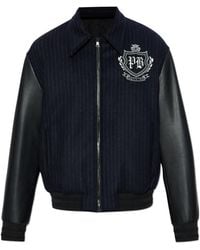Balmain - Jacket With Leather Sleeves - Lyst