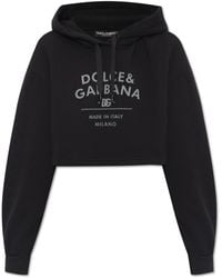 Dolce & Gabbana - Cropped Hoodie With Logo, - Lyst