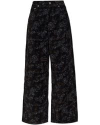 Ganni - Velvet Floral-Patterned Trousers - Lyst