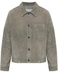 Ami Paris - Suede Jacket With Embossed Logo - Lyst