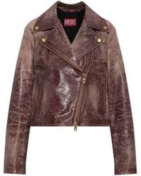 DIESEL - Leather Jacket 'L-Unatic-T1' - Lyst