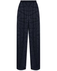 Balenciaga - Silk Trousers With Monogram - Lyst