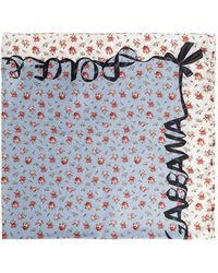 Dolce & Gabbana - Silk Scarf With Floral Motif - Lyst
