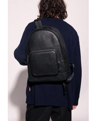 Emporio Armani - Leather Backpack With Logo, - Lyst