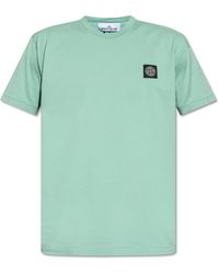 Stone Island - T-shirt With Logo Patch, - Lyst
