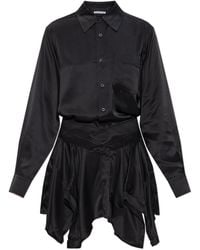 T By Alexander Wang - Silk Dress With Asymmetric Hem - Lyst